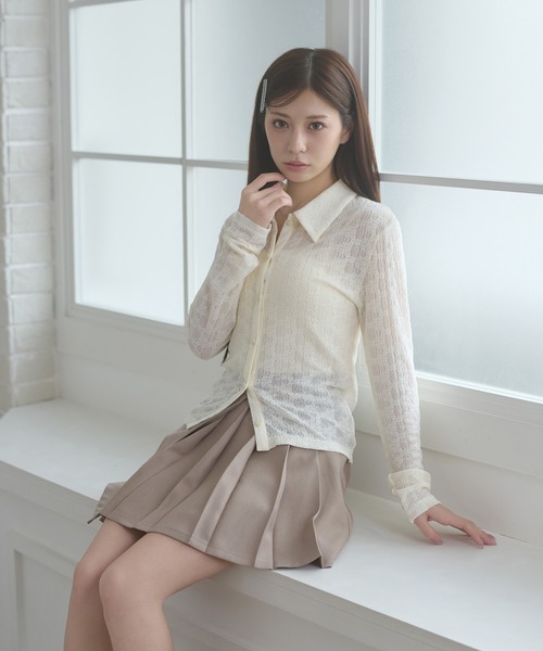 Ambre Neige（アンブルネージュ）の「lace sheer shirt / レースシアーシャツ（シャツ/ブラウス・レディース・ピンク/サックスブルー/アイボリー・FREE）」の12枚目の写真