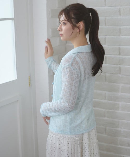 Ambre Neige（アンブルネージュ）の「lace sheer shirt / レースシアーシャツ（シャツ/ブラウス・レディース・ピンク/サックスブルー/アイボリー・FREE）」の21枚目の写真