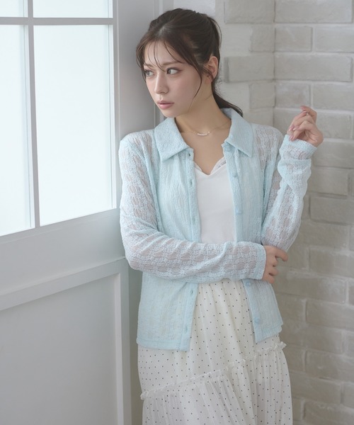 Ambre Neige（アンブルネージュ）の「lace sheer shirt / レースシアーシャツ（シャツ/ブラウス・レディース・ピンク/サックスブルー/アイボリー・FREE）」の19枚目の写真