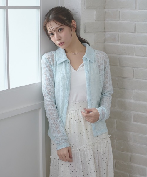 Ambre Neige（アンブルネージュ）の「lace sheer shirt / レースシアーシャツ（シャツ/ブラウス・レディース・ピンク/サックスブルー/アイボリー・FREE）」の20枚目の写真
