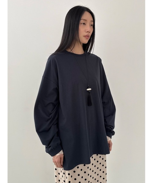 Didot.showroom(ディドット ショールーム)の「シルキールーズT(Tシャツ/カットソー・レディース・ネイビー/レモンイエロー/グレー/アイボリー・FREE)」の3枚目の写真