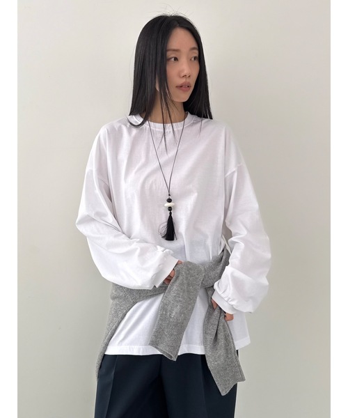Didot.showroom(ディドット ショールーム)の「シルキールーズT(Tシャツ/カットソー・レディース・ネイビー/レモンイエロー/グレー/アイボリー・FREE)」の2枚目の写真