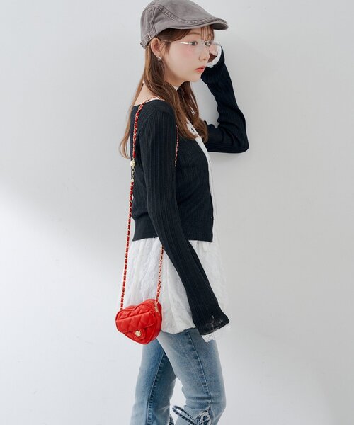 continuer de NICE CLAUP(コンティニューデナイスクラップ)の「ハートキルティングバッグ(ショルダーバッグ・レディース・レッド/オフホワイト/ブラック/ピンク・FREE)」の8枚目の写真