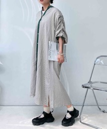 ◯袖ドロストゆったりシャツワンピース