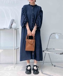 AS KNOW AS plus | ◯袖ドロストゆったりシャツワンピース(シャツワンピース)