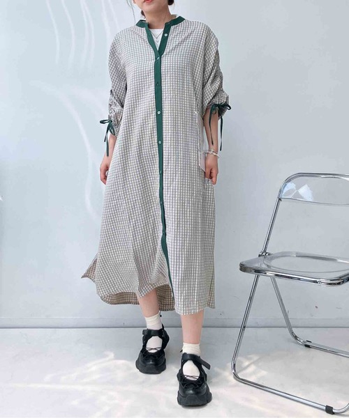 AS KNOW AS plus(アズノゥアズプラス)の「◯袖ドロストゆったりシャツワンピース(シャツワンピース・レディース・ネイビー/ブラック系/ベージュ系その他・FREE)」の18枚目の写真