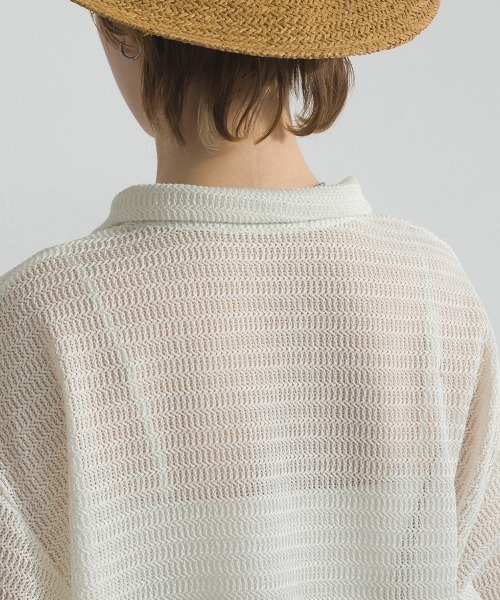 le colis(ルコリ)の「メッシュ編み MIX 切替 メッシュ ポロシャツ プルオーバー(シャツ/ブラウス・レディース・オフホワイト/ブラック・FREE)」の16枚目の写真