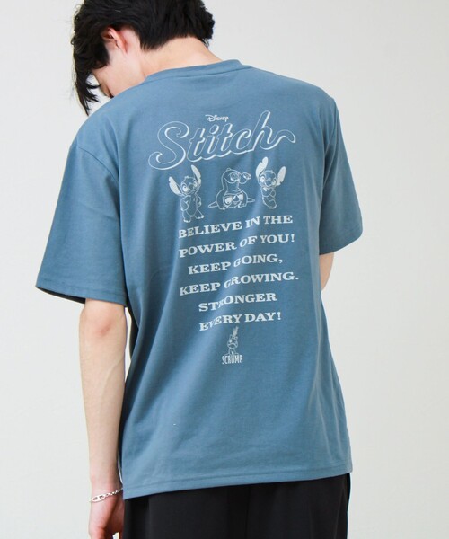 GLOSTER(グロスター)の「【ユニセックスで着れる】ベイマックス&スティッチ バックプリントT(Tシャツ/カットソー・メンズ・ネイビー/ラベンダー/サックスブルー/グレイッシュブルー・L/M)」の3枚目の写真