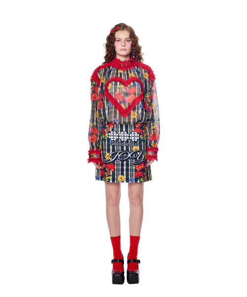 GREEDILOUS(グリディアス)の「Joy Emblem Check Skirt(スカート・レディース・その他・X-SMALL/SMALL/MEDIUM/LARGE)」の1枚目の写真