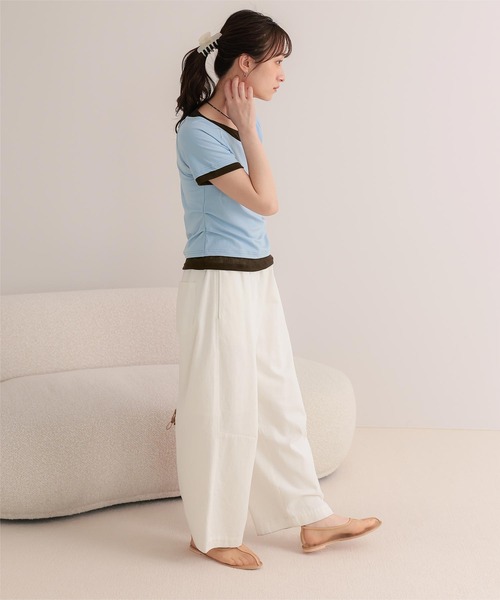 miette(ミエット)の「配色レイヤード風半袖トップス(Tシャツ/カットソー・レディース・チャコール/ライトブルー/ブラック/ライトイエロー・L/M/S)」の21枚目の写真