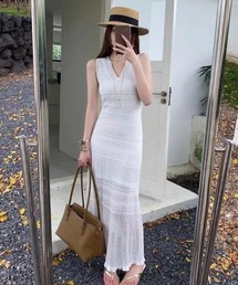 繊細レース×美シルエットで魅せる◎大人のサマーニットワンピース