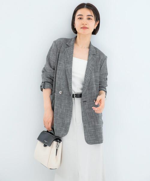 URBAN RESEARCH ROSSO WOMEN(アーバンリサーチ ロッソ)の「セミシアーカラミジャケット(その他アウター・レディース・ブラック系その他/オフホワイト・FREE)」の2枚目の写真