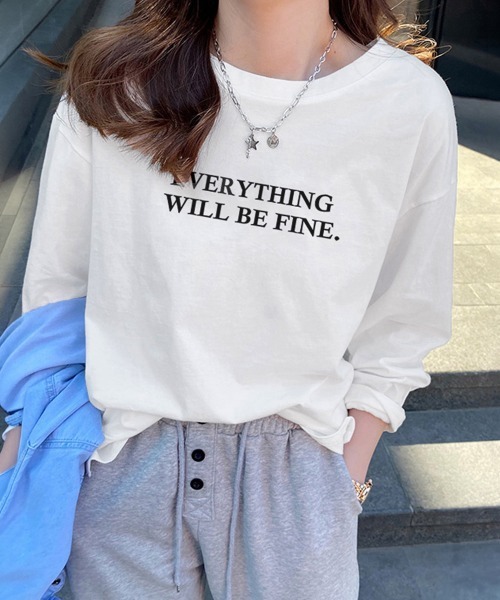 Miniministore(ミニミニストア)の「ロゴプリント長袖TシャツレディースロンT(Tシャツ/カットソー・レディース・ホワイト/ブラック・FREE)」の1枚目の写真