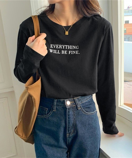 Miniministore(ミニミニストア)の「ロゴプリント長袖TシャツレディースロンT(Tシャツ/カットソー・レディース・ホワイト/ブラック・FREE)」の2枚目の写真