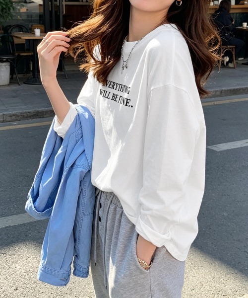 Miniministore(ミニミニストア)の「ロゴプリント長袖TシャツレディースロンT(Tシャツ/カットソー・レディース・ホワイト/ブラック・FREE)」の3枚目の写真