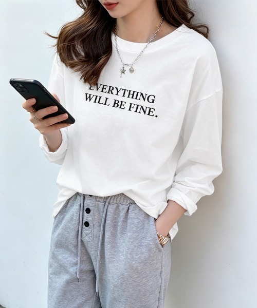 Miniministore(ミニミニストア)の「ロゴプリント長袖TシャツレディースロンT(Tシャツ/カットソー・レディース・ホワイト/ブラック・FREE)」の6枚目の写真