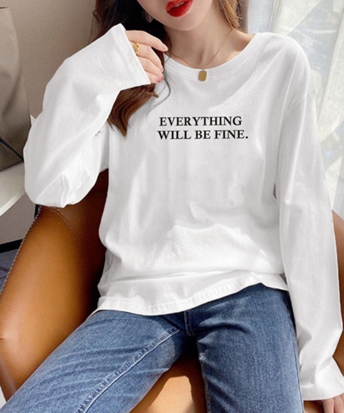 Miniministore(ミニミニストア)の「ロゴプリント長袖TシャツレディースロンT(Tシャツ/カットソー・レディース・ホワイト/ブラック・FREE)」の7枚目の写真