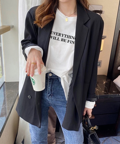 Miniministore(ミニミニストア)の「ロゴプリント長袖TシャツレディースロンT(Tシャツ/カットソー・レディース・ホワイト/ブラック・FREE)」の9枚目の写真