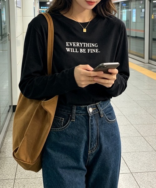 Miniministore(ミニミニストア)の「ロゴプリント長袖TシャツレディースロンT(Tシャツ/カットソー・レディース・ホワイト/ブラック・FREE)」の13枚目の写真