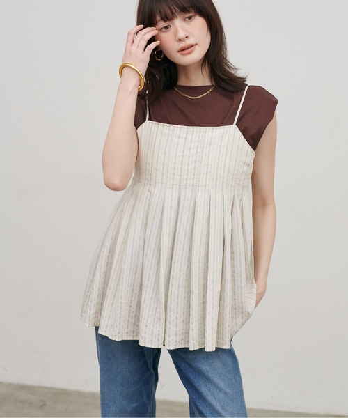 LARUTA(ラルータ)の「【LARUTA】ダブルストライプキャミ(キャミソール・レディース・ブラウン/オフホワイト・MEDIUM)」の9枚目の写真