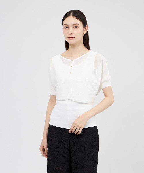 EPOCA(エポカ)の「レイヤードアンサンブルニット(Tシャツ/カットソー・レディース・ネイビー/ベージュ/ブラック/ホワイト・40)」の1枚目の写真