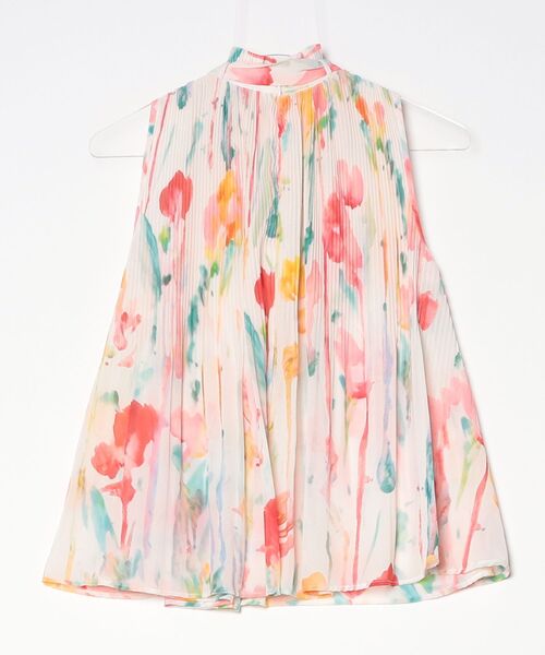 DOUBLE STANDARD CLOTHING（ダブルスタンダードクロージング）の「フラワーシフォンギャザーボウタイノースリブラウス（シャツ/ブラウス・レディース・ベージュ・36/38）」の2枚目の写真