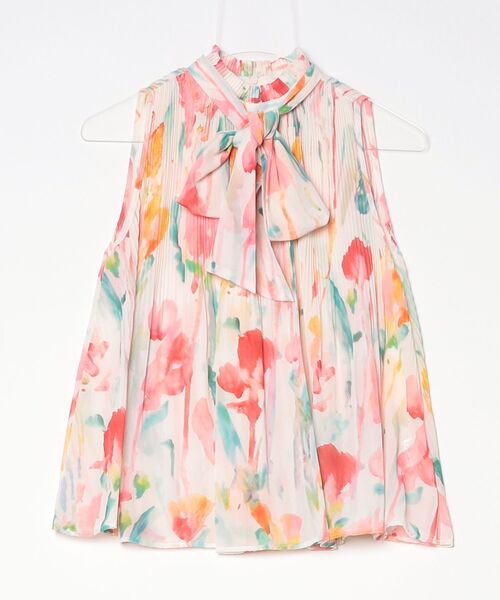 DOUBLE STANDARD CLOTHING（ダブルスタンダードクロージング）の「フラワーシフォンギャザーボウタイノースリブラウス（シャツ/ブラウス・レディース・ベージュ・36/38）」の3枚目の写真