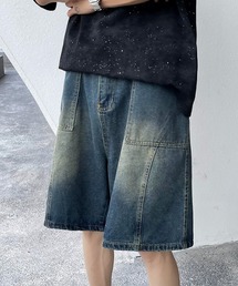 ステッチラインデニムハーフパンツ