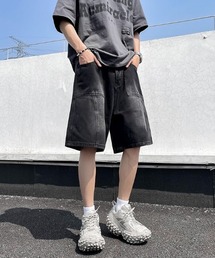 ステッチラインデニムハーフパンツ