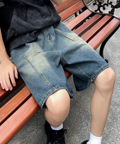 B.R.U(ブル)の「ステッチラインデニムハーフパンツ(デニムパンツ・メンズ・ブラック/ブルー・LARGE/MEDIUM)」の4枚目の写真