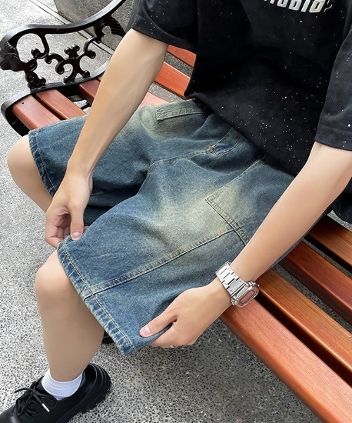 B.R.U(ブル)の「ステッチラインデニムハーフパンツ(デニムパンツ・メンズ・ブラック/ブルー・LARGE/MEDIUM)」の5枚目の写真