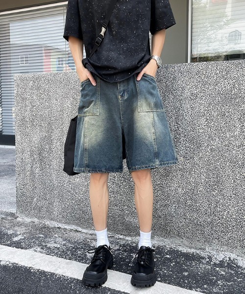 B.R.U(ブル)の「ステッチラインデニムハーフパンツ(デニムパンツ・メンズ・ブラック/ブルー・LARGE/MEDIUM)」の3枚目の写真
