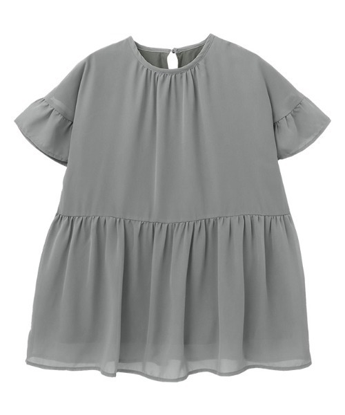 Pierrot(ピエロ)の「インナー付き ペプラムギャザーシフォンブラウス(シャツ/ブラウス・レディース・チャコール/ブルー系その他/グレイッシュベージュ/ネイビー・L/M/LL)」の14枚目の写真