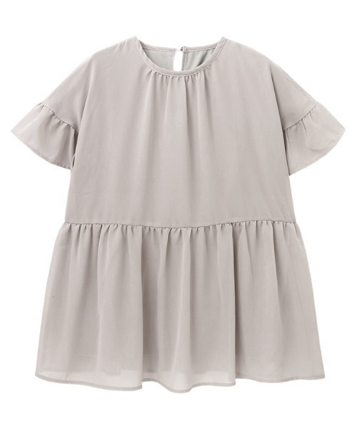 Pierrot(ピエロ)の「インナー付き ペプラムギャザーシフォンブラウス(シャツ/ブラウス・レディース・チャコール/ブルー系その他/グレイッシュベージュ/ネイビー・L/M/LL)」の7枚目の写真