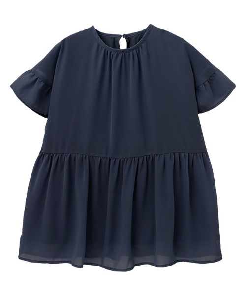 Pierrot(ピエロ)の「インナー付き ペプラムギャザーシフォンブラウス(シャツ/ブラウス・レディース・チャコール/ブルー系その他/グレイッシュベージュ/ネイビー・L/M/LL)」の11枚目の写真