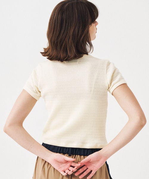 PUBLIC TOKYO(パブリックトウキョウ)の「【2026新作】フレットタックリブTEE(Tシャツ/カットソー・レディース・ブラウン/ホワイト・FREE)」の21枚目の写真