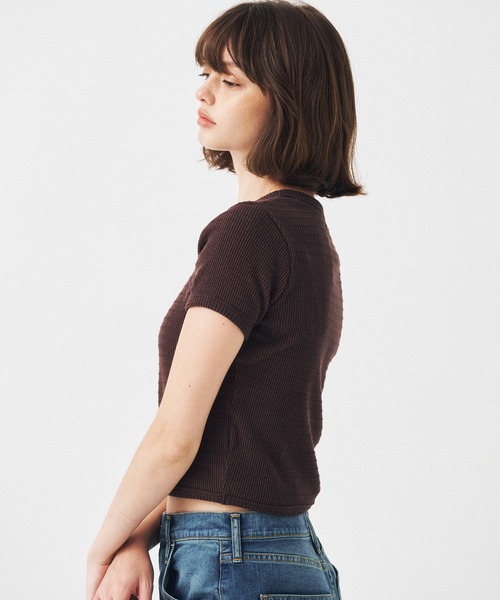 PUBLIC TOKYO(パブリックトウキョウ)の「【2026新作】フレットタックリブTEE(Tシャツ/カットソー・レディース・ブラウン/ホワイト・FREE)」の18枚目の写真