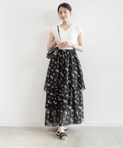 RANDA(ランダ)の「ニットドッキングフラワーティアードワンピース(ワンピース・レディース・ホワイト/ブラウン/ベージュ・1/0)」の6枚目の写真