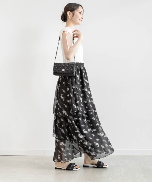 RANDA(ランダ)の「ニットドッキングフラワーティアードワンピース(ワンピース・レディース・ホワイト/ブラウン/ベージュ・1/0)」の8枚目の写真
