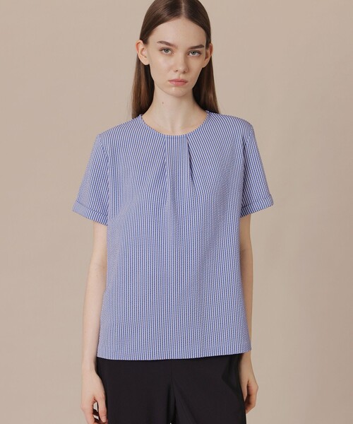 MACKINTOSH LONDON(マッキントッシュ ロンドン)の「【WEB・一部店舗限定】サッカーストレッチプルオーバー(Tシャツ/カットソー・レディース・ブルー系その他2/オフホワイト/チャコールグレー・38)」の3枚目の写真
