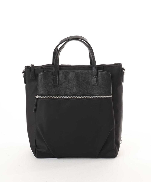 MK MICHEL KLEIN（エムケーミッシェルクラン）の「[3WAY/撥水]レザーナイロン多機能スクエアバッグ（ショルダーバッグ・レディース・ダークインディゴブルー/ブラック/グレー・00）」の5枚目の写真