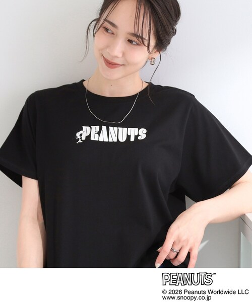 PEANUTS(ピーナッツ)の「【PEANUTS】ひんやりプリントTシャツ(Tシャツ/カットソー・レディース・ブラック系4/チャコール/ホワイト系3/ホワイト系1/チャコールグレー/ブラック系3・03/01/02/04)」の3枚目の写真