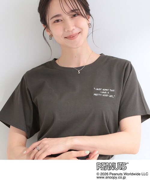 PEANUTS(ピーナッツ)の「【PEANUTS】ひんやりプリントTシャツ(Tシャツ/カットソー・レディース・ブラック系4/チャコール/ホワイト系3/ホワイト系1/チャコールグレー/ブラック系3・03/01/02/04)」の5枚目の写真