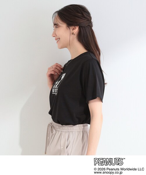 PEANUTS(ピーナッツ)の「【PEANUTS】ひんやりプリントTシャツ(Tシャツ/カットソー・レディース・ブラック系4/チャコール/ホワイト系3/ホワイト系1/チャコールグレー/ブラック系3・03/01/02/04)」の7枚目の写真