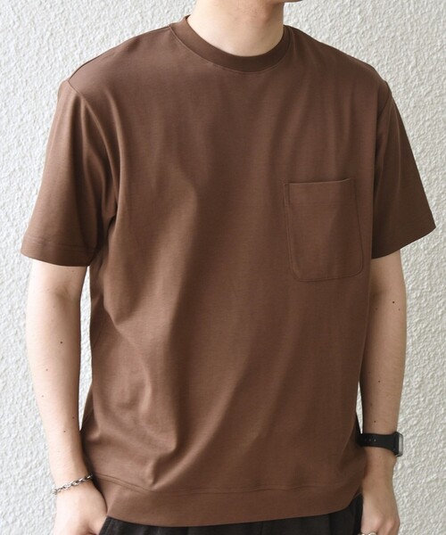 SHIPS any(シップス エニィ)の「SHIPS any:〈接触冷感/UVカット〉ソフト スムース リラックス ポケット Tシャツ◇(Tシャツ/カットソー・メンズ・ホワイト/カーキ/ブラウン/チャコールグレー・LARGE/X-LARGE/SMALL/MEDIUM)」の1枚目の写真