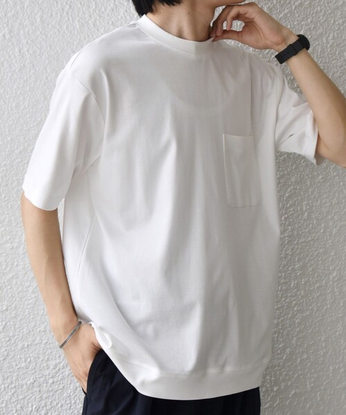 SHIPS any(シップス エニィ)の「SHIPS any:〈接触冷感/UVカット〉ソフト スムース リラックス ポケット Tシャツ◇(Tシャツ/カットソー・メンズ・ホワイト/カーキ/ブラウン/チャコールグレー・LARGE/X-LARGE/SMALL/MEDIUM)」の2枚目の写真