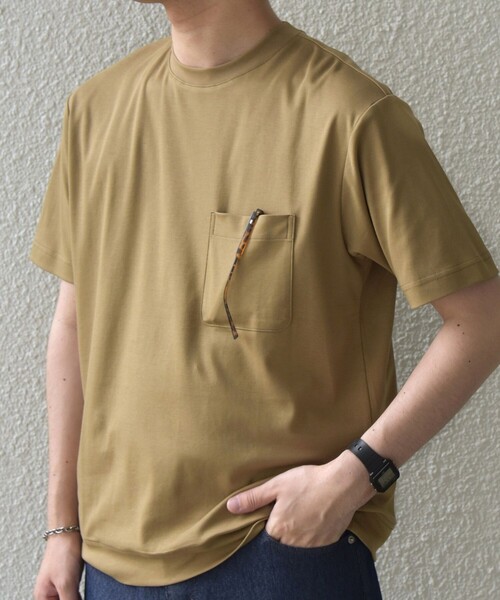 SHIPS any(シップス エニィ)の「SHIPS any:〈接触冷感/UVカット〉ソフト スムース リラックス ポケット Tシャツ◇(Tシャツ/カットソー・メンズ・ホワイト/カーキ/ブラウン/チャコールグレー・LARGE/X-LARGE/SMALL/MEDIUM)」の4枚目の写真