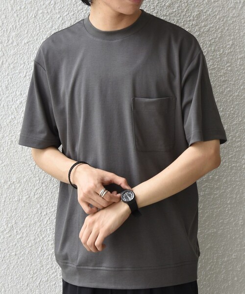 SHIPS any(シップス エニィ)の「SHIPS any:〈接触冷感/UVカット〉ソフト スムース リラックス ポケット Tシャツ◇(Tシャツ/カットソー・メンズ・ホワイト/カーキ/ブラウン/チャコールグレー・LARGE/X-LARGE/SMALL/MEDIUM)」の3枚目の写真