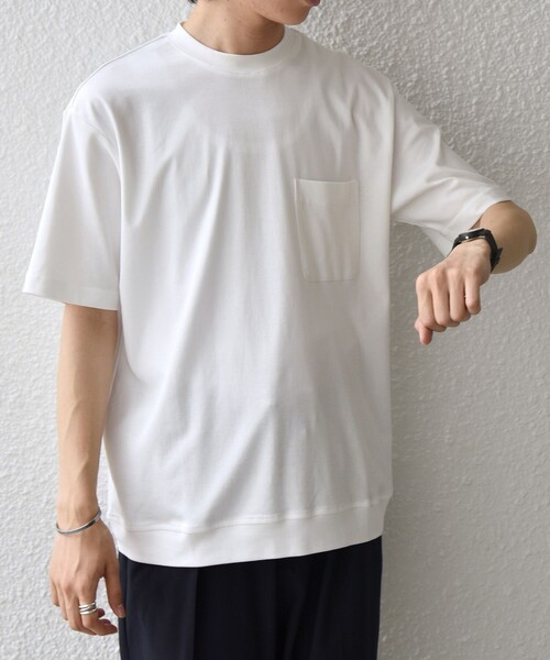 SHIPS any(シップス エニィ)の「SHIPS any:〈接触冷感/UVカット〉ソフト スムース リラックス ポケット Tシャツ◇(Tシャツ/カットソー・メンズ・ホワイト/カーキ/ブラウン/チャコールグレー・LARGE/X-LARGE/SMALL/MEDIUM)」の9枚目の写真