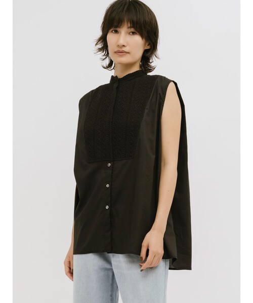 MIDIUMISOLID(ミディウミソリッド)の「MIDIUMISOLID for Ladies レース付きワイドシャツ(シャツ/ブラウス・レディース・ブラック/オフホワイト・FREE)」の6枚目の写真